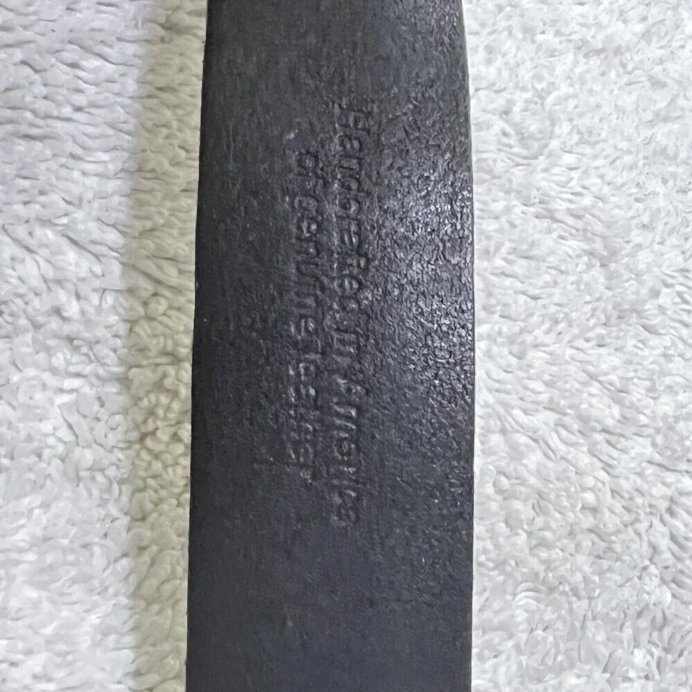 Mens Black Thick Leather Belt 36 Silver Buckle 1”Vintage Classic Grunge Goth